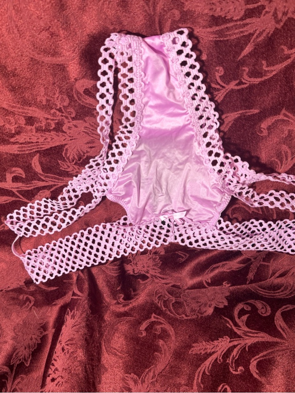 Victoria's Secret Pink Crochet Lace Panties Strappy Sexy. XL